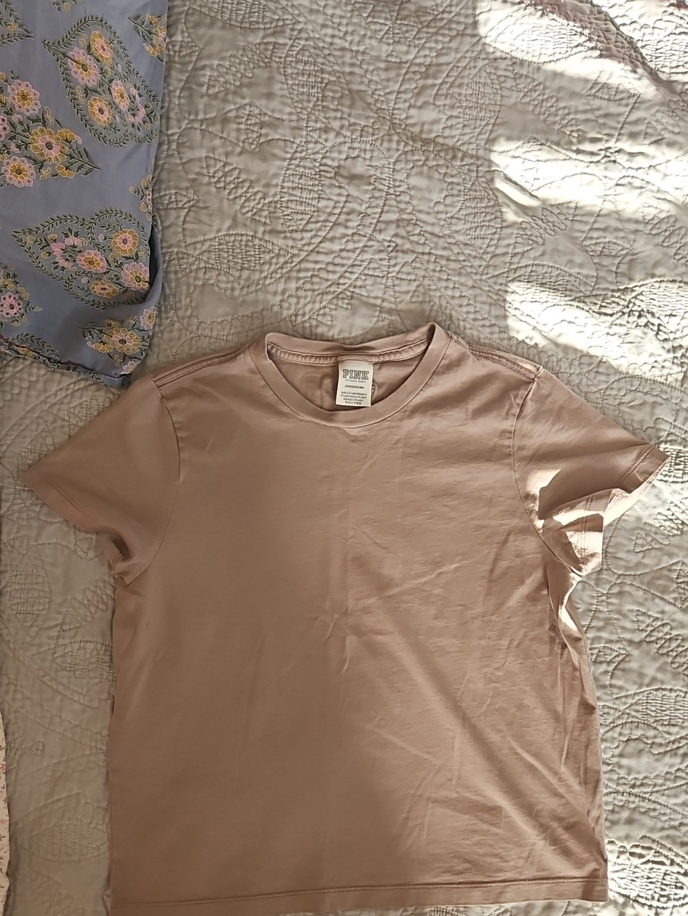 PINK Victoria's Secret Classic Crew Tee — Dusty Pink
